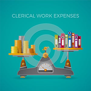 Clerical work expenses concept in flat style photo