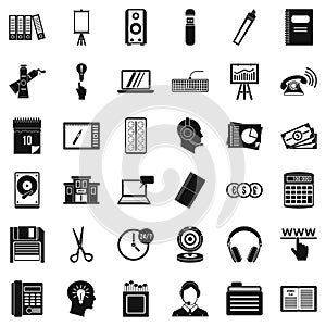 Clerical work icons set, simple style photo