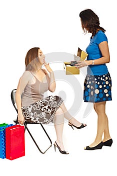 Clerk with customer woman