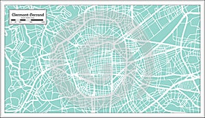 Clermont-Ferrand France City Map in Retro Style. Outline Map