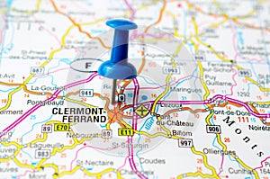 Clermont-Ferrand on map photo