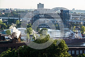 Cleveland Cuyahoga River Bridge Dusk