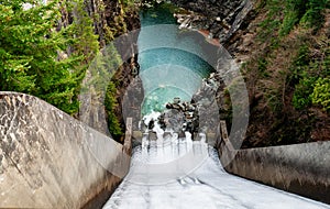 Cleveland Dam near Vancouver in Canada view of falling water