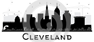 Cleveland Ohio City Skyline Silhouette with Black Buildings Isolated on White