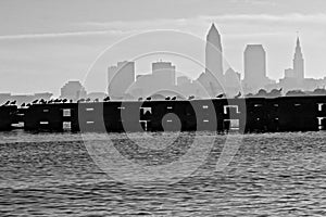 Cleveland Skyline over Lake Erie