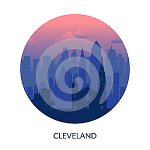 Cleveland, USA famous city scape view background.