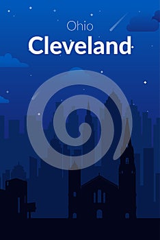 Cleveland, USA famous city scape view background.