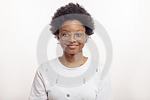 Clever, cute africanamerican student with clin dark skin photo