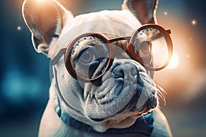 Clever dog glasses. Generate Ai