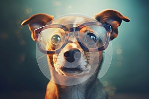 Clever dog glasses. Generate Ai