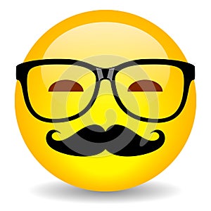 Clever emoji with mustaches and glasses