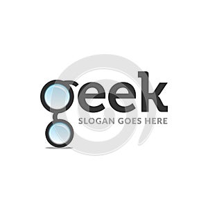 Clever geek logo design template, perfect with technology or digital company photo