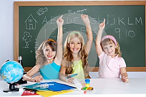 Clever kids student group at school classroom