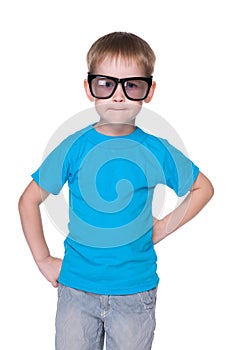 Clever little boy in glasses