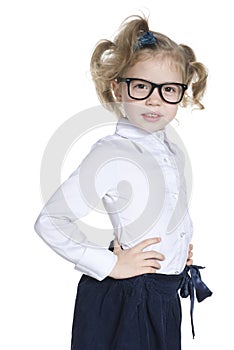 Clever little girl in glasses