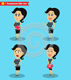 Clever office girl standing set