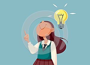 Clever School Girl Having a Bright Idea Vector Cartoon Illustration