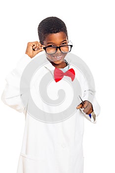 Clever scientist boy photo