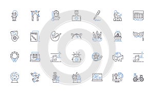 Clever technique line icons collection. Ingenious, Shrewd, Wily, Resourceful, Crafty, Adroit, Astute vector and linear