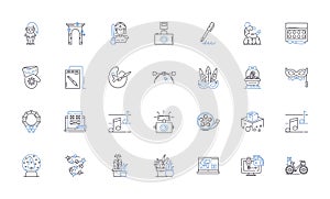 Clever technique line icons collection. Ingenious, Shrewd, Wily, Resourceful, Crafty, Adroit, Astute vector and linear photo