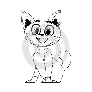 Cleverly cat in a organize organize, bewildering for children's coloring books. Cartoon style, Vector Illustration