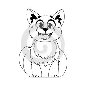 Cleverly cat in a organize orchestrate, remarkable for children's coloring books. Cartoon style, Vector Illustration