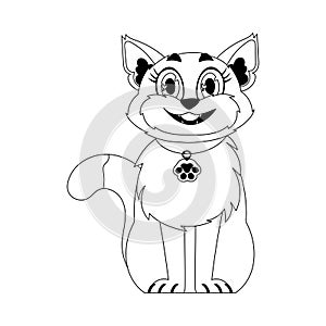 Cleverly cat in a organize organize, phenomenal for children's coloring books. Cartoon style, Vector Illustration