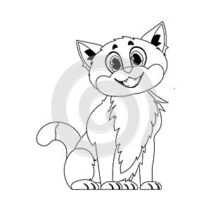 Cleverly cat in a organize organize, surprising for children's coloring books. Cartoon style, Vector Illustration