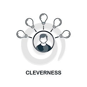 Cleverness icon. Monochrome style icon design from project management icon collection. UI. Illustration of cleverness icon. Ready