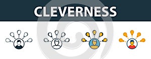 Cleverness icon set. Four elements in diferent styles from project management icons collection. Creative cleverness icons filled, photo