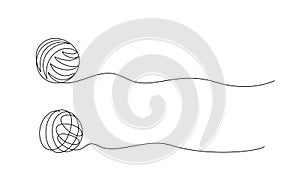 Clew ball of thread. Continuous one line drawing