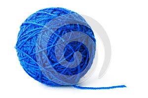 Clew of blue wool thread