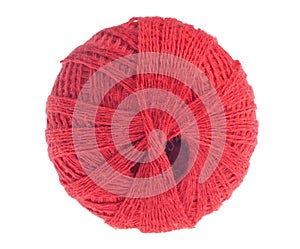 Clew of red thread isolated on white