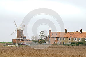 Cley village over the reed beds.