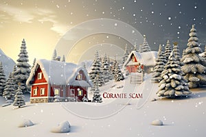 Clic Christmas card with a snowy landscape a