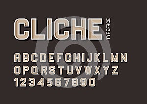 Cliche vector decorative bold font design, alphabet, typeface, t