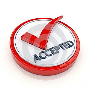 Click accepted 3D illustration isolated on white background