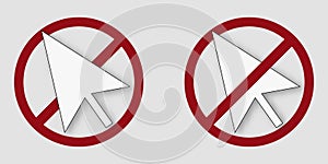 click ban prohibit icon. Not allowed click mouse.