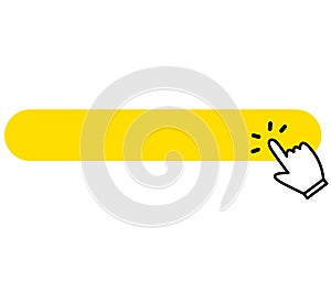 Click blank button with hand pointer clicking icon. hand clicking button