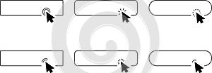 Click Blank Button with pointer clicking. Mouse Pointer Pictogram. Action button. Cursor icon. Vector illustration.