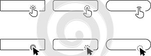 Click Blank Button with pointer clicking. Mouse Pointer Pictogram. Action button. Cursor icon. Vector illustration.