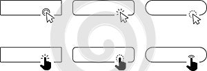 Click Blank Button with pointer clicking. Mouse Pointer Pictogram. Action button. Cursor icon. Vector illustration.