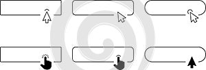 Click Blank Button with pointer clicking. Mouse Pointer Pictogram. Action button. Cursor icon. Vector illustration.
