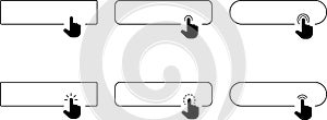Click Blank Button with pointer clicking. Mouse Pointer Pictogram. Action button. Cursor icon. Vector illustration