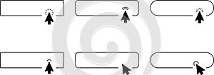 Click Blank Button with pointer clicking. Mouse Pointer Pictogram. Action button. Cursor icon. Vector illustration
