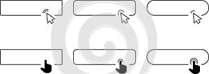 Click Blank Button with pointer clicking. Mouse Pointer Pictogram. Action button. Cursor icon. Vector illustration
