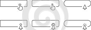 Click Blank Button with pointer clicking. Mouse Pointer Pictogram. Action button. Cursor icon. Vector illustration