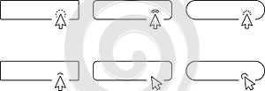 Click Blank Button with pointer clicking. Mouse Pointer Pictogram. Action button. Cursor icon. Vector illustration
