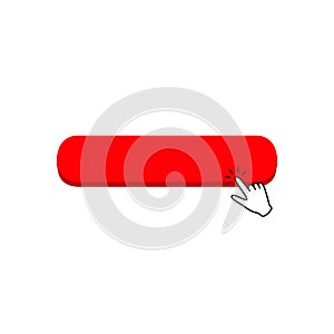 Click blank red button with hand pointer clicking icon.