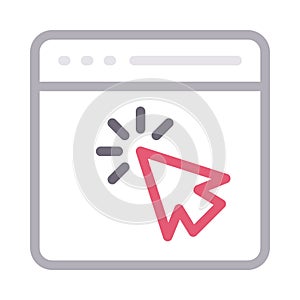 Click browser thin color line vector icon